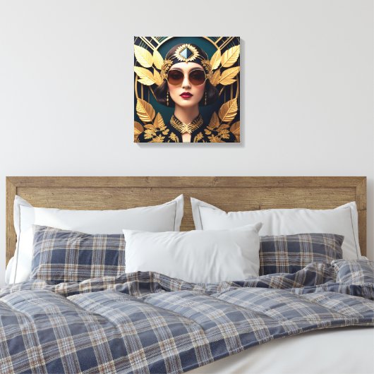 Gilded Glamour Canvas Afdruk (Insitu (Slaapkamer))