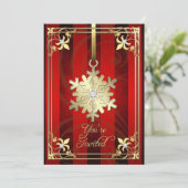 Gilded Glamoureuze Snowflake Red Holiday Card Kaart (Staand voorkant)