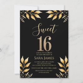 Gilded Glitz Sweet 16 Invitation Kaart