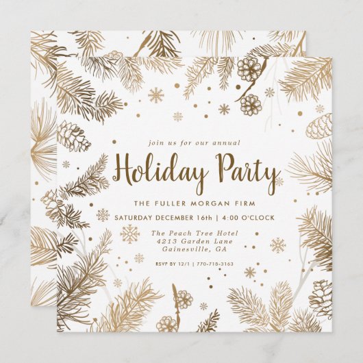 Gilded Gold Corporate Holiday Party Invitation (Voorkant / Achterkant)