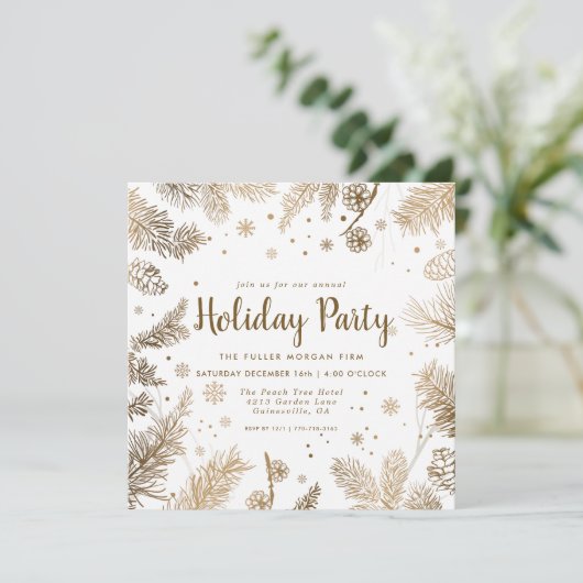 Gilded Gold Corporate Holiday Party Invitation (Staand voorkant)
