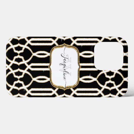 Gilded Gold Elegant Girly Script name Black White Case-Mate iPhone Case (Achterkant (horizontaal))