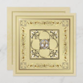 Gilded Gold Fleur De Lis Wedding Invitation Kaart (Voorkant / Achterkant)