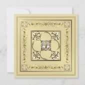 Gilded Gold Fleur De Lis Wedding Invitation Kaart (Voorkant)