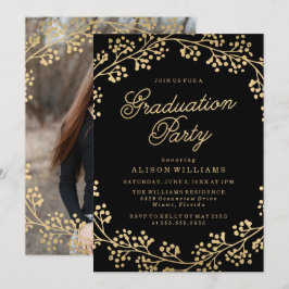 Gilded Gold Graduation Party Invitation Kaart