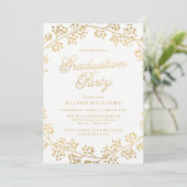 Gilded Gold Graduation Party Invitation Kaart (Staand voorkant)