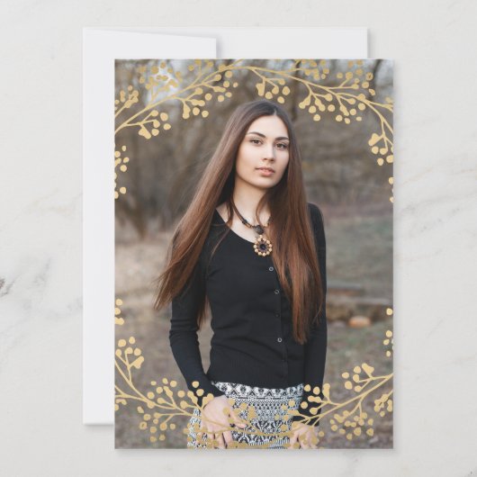 Gilded Gold Graduation Party Invitation Kaart (Achterkant)