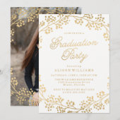 Gilded Gold Graduation Party Invitation Kaart (Voorkant / Achterkant)