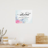 Gilded Gold Greenery Pink Wedding Welcome Sign Poster (Keuken)
