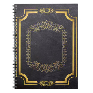 Gilded Gold Leaf en Faux Black Leather Notitieboek