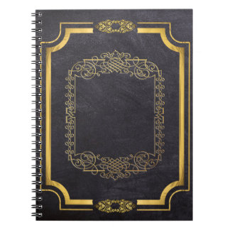 Gilded Gold Leaf en Faux Black Leather Notitieboek