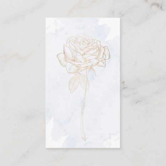 Gilded Gold Roos on Dust Blue Waterverf Informatiekaartje (Achterkant)