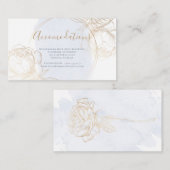 Gilded Gold Roos on Dust Blue Waterverf Informatiekaartje (Voorkant / Achterkant)