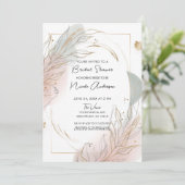 Gilded Gold Sage & Blush Botanical Bridal Shower Kaart (Staand voorkant)