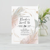 Gilded Gold Sage & Blush Botanical Sweet 16 Kaart (Staand voorkant)