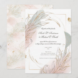 Gilded Gold Sage & Blush Botanical Wedding  Kaart
