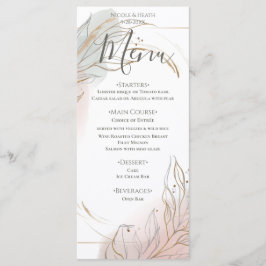 Gilded Gold Sage & Blush Botanical Wedding Menu