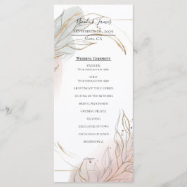 Gilded Gold Sage & Blush Botanical Wedding Program Menu
