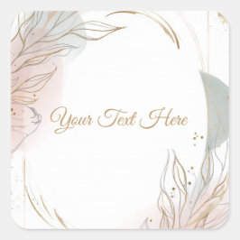 Gilded Gold Sage & Blush Botanical Wedding  Vierkante Sticker