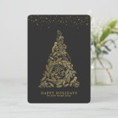 Gilded Gold Tree Corporate Holiday Card Feestdagenkaart (Staand voorkant)