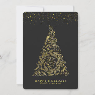 Gilded Gold Tree Corporate Holiday Card Feestdagenkaart
