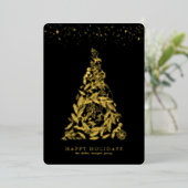 Gilded Gold Tree Corporate Holiday Card Folie Uitnodiging (Staand Voorkant)