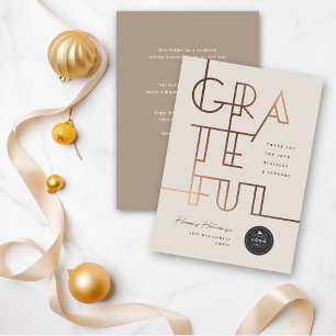 Gilded Grateful Lines Stylish Typography Business Feestdagenkaart