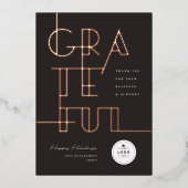 Gilded Grateful Lines Stylish Typography Business Folie Feestdagenkaart (Voorkant)