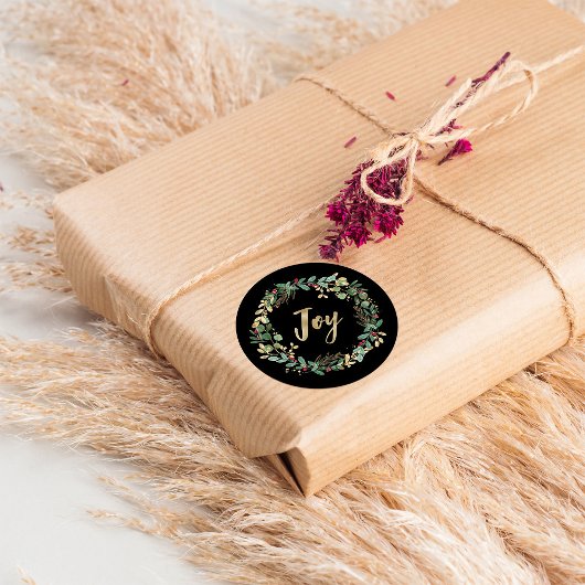 Gilded Greenery Black | Goudkerstavond Ronde Sticker