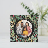 Gilded Greenery Black | Kerst met weiden en foto's Feestdagenkaart (Staand voorkant)