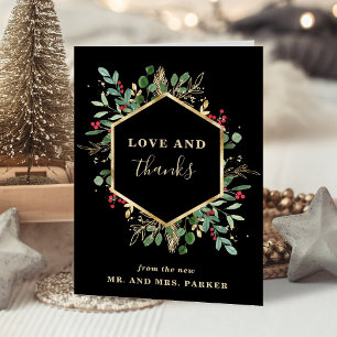 Gilded Greenery Black   Kerstfeest Bedankkaart