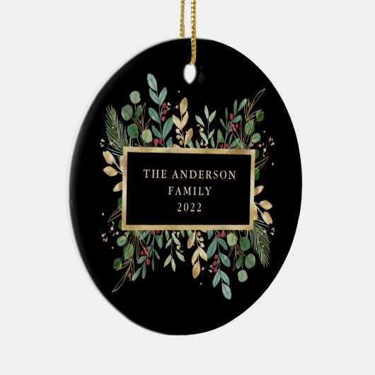 Gilded Greenery Black | Kerstfeestdag Keramisch Ornament (Rechts)