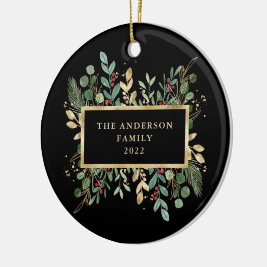 Gilded Greenery Black | Kerstfeestdag Keramisch Ornament (Links)