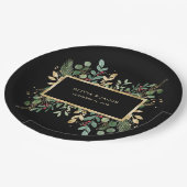 Gilded Greenery Black | Kerstfeestdag Papieren Bordje (Gekanteld)