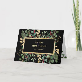 Gilded Greenery Black | Kerstmis Feestdagen Kaart