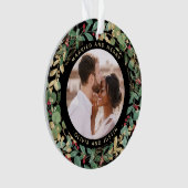 Gilded Greenery Black Married en Merry Two Photo Ornament (voorkant)
