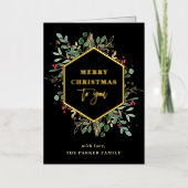 Gilded Greenery Black | Vroegere kerstgoud Folie Feestdagenkaart (Voorkant)