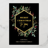 Gilded Greenery Foto terug | Vroegere kerstgoud Folie Feestdagenkaart (Voorkant)