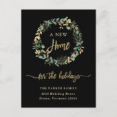 Gilded Greenery on Black | Eerste Kerstdag Feestdagenkaart (Voorkant)