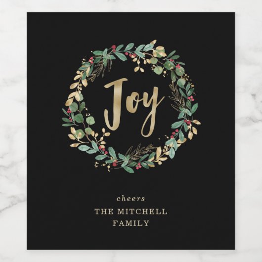 Gilded Greenery on Black | Joy Wijn Etiket (Enkel label)