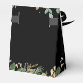 Gilded Greenery on Black | Kerstbruiloft Bedankdoosjes (Achterkant)