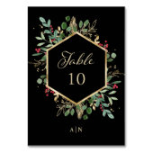 Gilded Greenery on Black | Kerstbruiloft Kaart (Achterkant)