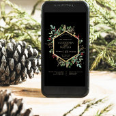 Gilded Greenery on Black | Kerstbruiloft Kaart