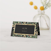 Gilded Greenery on Black | Kerstbruiloft Plaatskaartje (Achterkant)