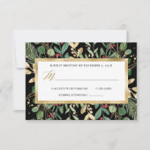 Gilded Greenery on Black | Kerstbruiloft RSVP Kaartje (Voorkant)
