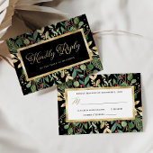 Gilded Greenery on Black | Kerstbruiloft RSVP Kaartje