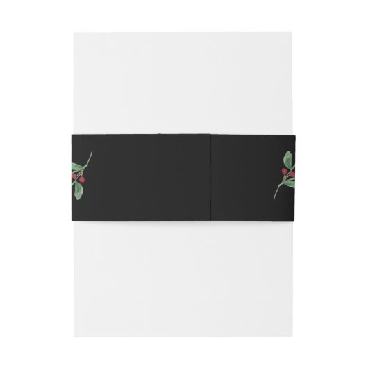 Gilded Greenery on Black | Kerstbruiloft Uitnodigingen Wikkel (Achterkant Voorbeeld)