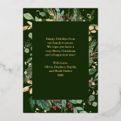 Gilded Greenery over Dark Green | Vrede en liefde Folie Feestdagenkaart (Achterkant)