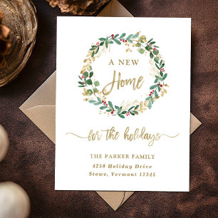 Gilded Greenery over White   Eerste Kerstdag Feestdagenkaart