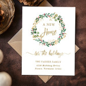 Gilded Greenery over White | Eerste Kerstdag Feestdagenkaart